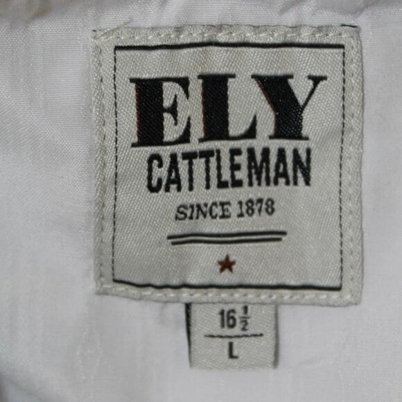 Ely Cattleman White Pearl Snap Short Sleeve Western Shirt Men’s L (16.5) - Picture 5 of 5